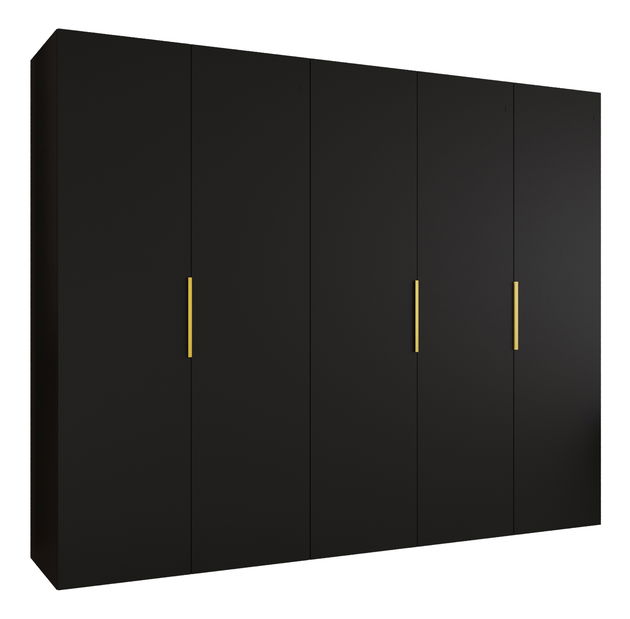 Šatní skříň 250 cm Mirabella 1 (černá + zlatá)