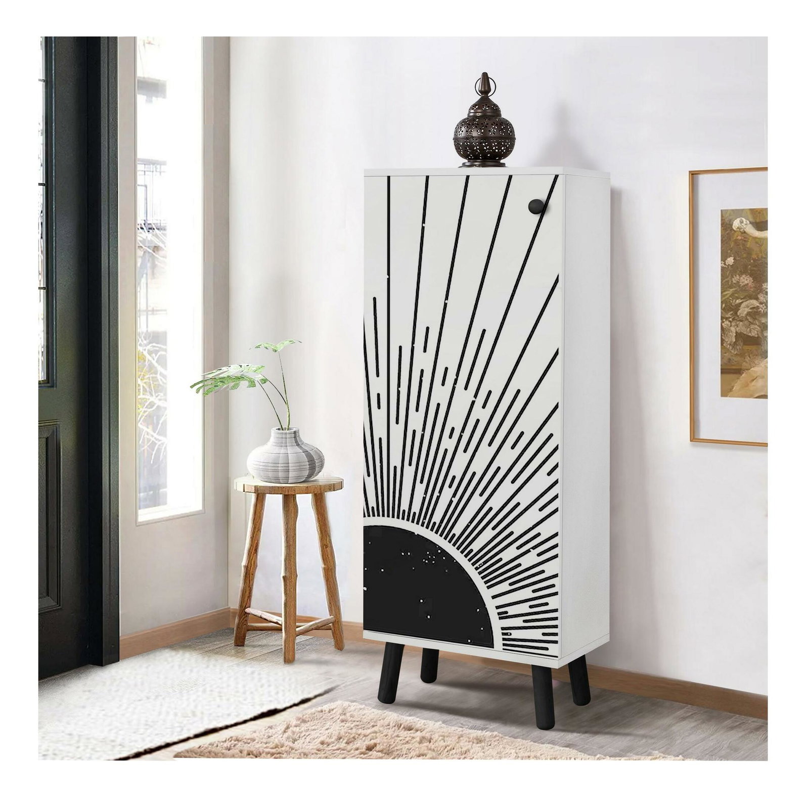 Botník (skříňka na boty) Beside 35 (bílá + černá)