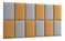 Set 12 čalouněných panelů Quadra 180x100 cm (hořčicová + světlešedá)