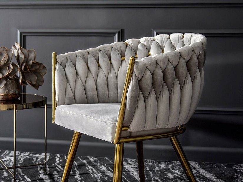 Jídelní židle Radio (šedá + zlatá)