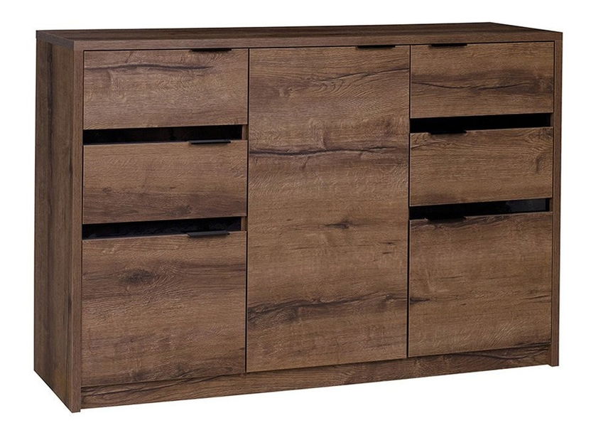 Komoda Vordeko VD2 (dub monastery + černý lesk)