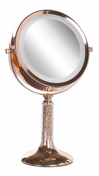 Kosmetické zrcadlo Beryl (růžovozlatá) (s LED osvětlením)