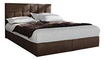 Manželská postel Boxspring 160 cm Porto (tmavě hnědá) (s matrací a úložným prostorem)