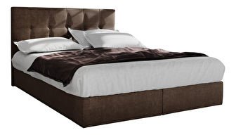 Manželská postel Boxspring 180 cm Porto Comfort (tmavě hnědá) (s matrací a úložným prostorem)