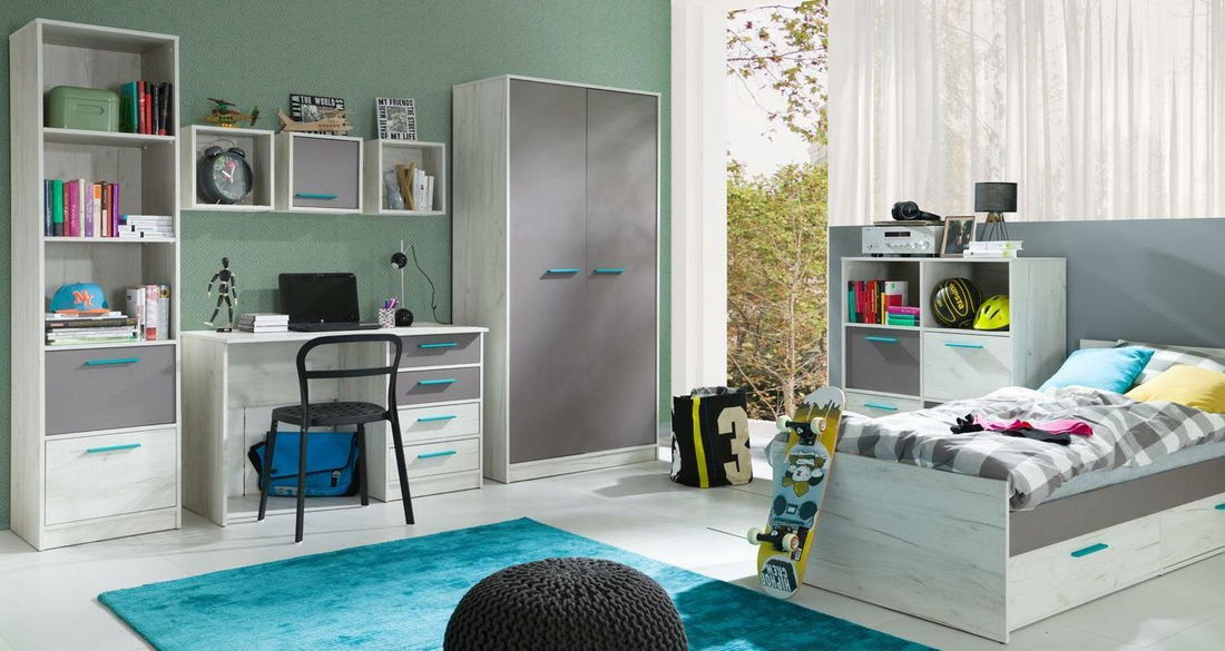 Regál Rosario R13 (dub craft bílý + šedá)