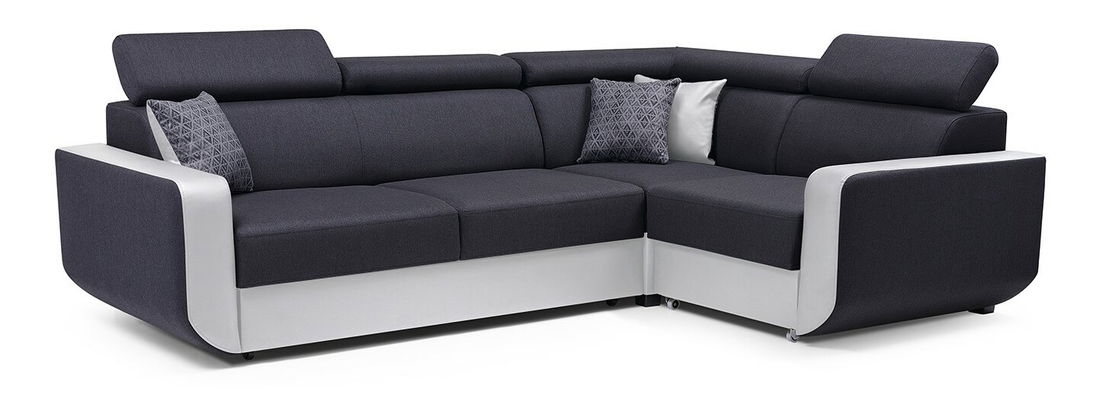 Rohová sedačka Enriko (tmavě šedá + bílá) (P)