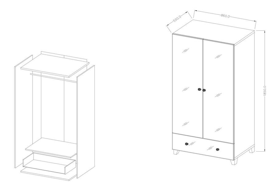 Šatní skříň Belinda Typ 18 (šedá)