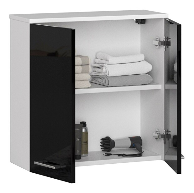 Závěsná koupelnová skříňka Farid TYP5 (bílá + černý lesk)