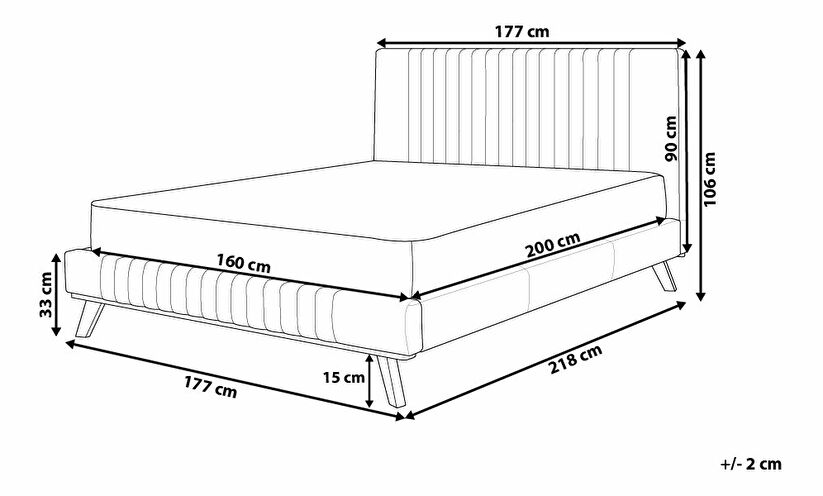 Manželská postel 160 cm TALLE (s roštem) (modrá)