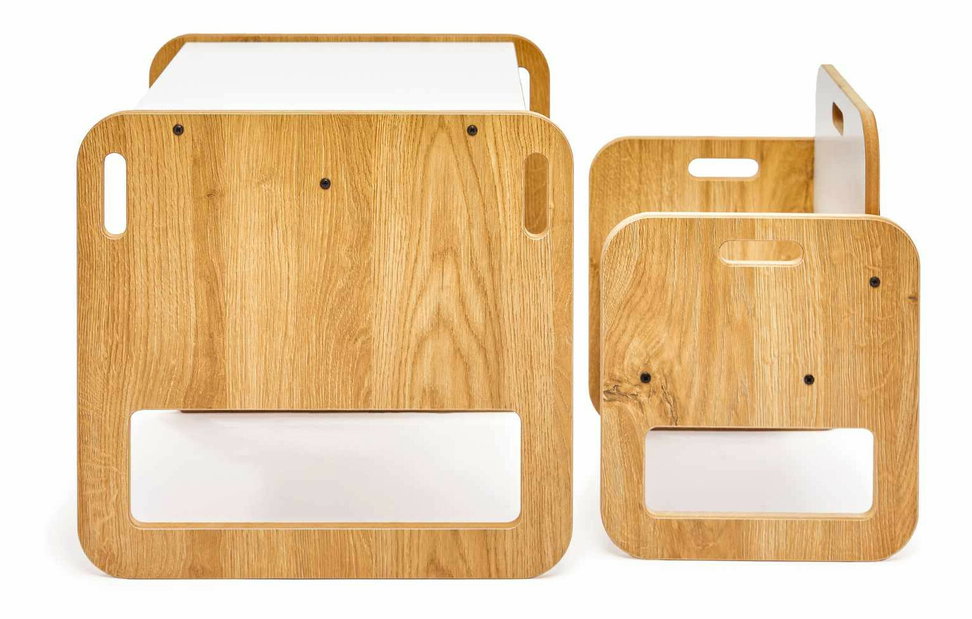  Set dětský stolek a židle Spaxie 1 (bílá + naturální)