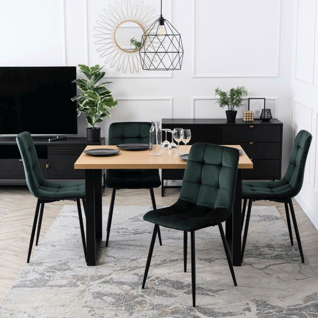 Jídelní stůl Varon (dub + černá) (pro 6 osob)