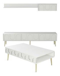 Souprava nábytku do obývacího pokoje Lyantela (bílá + zlatá)