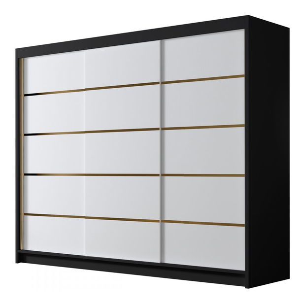 Šatní skříň s posuvnými dveřmi Fozzurt VII 250 (kašmír + zlatá)