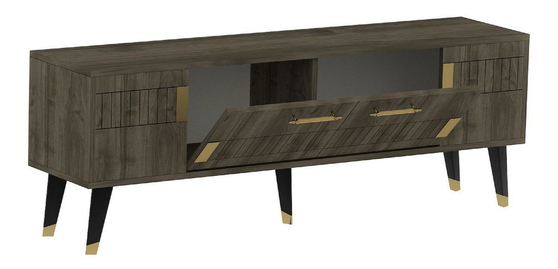 TV stolek/skříňka Lotoka 2 (ořech + zlatá)