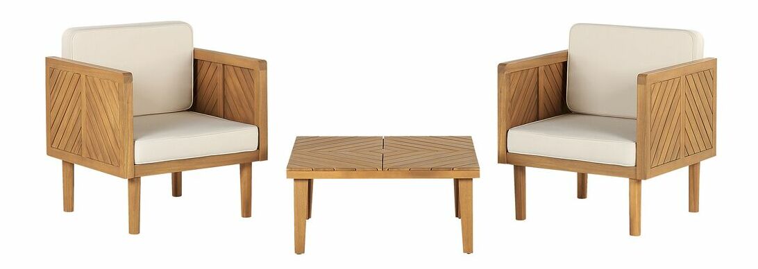 Zahradní sestava Blas (světlé dřevo + krémová bílá)