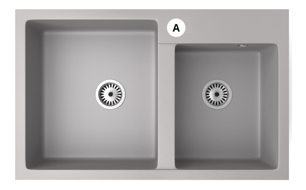 Kuchyňský dřez Hakkon (šedá) (s 1 otvorem pro baterii)