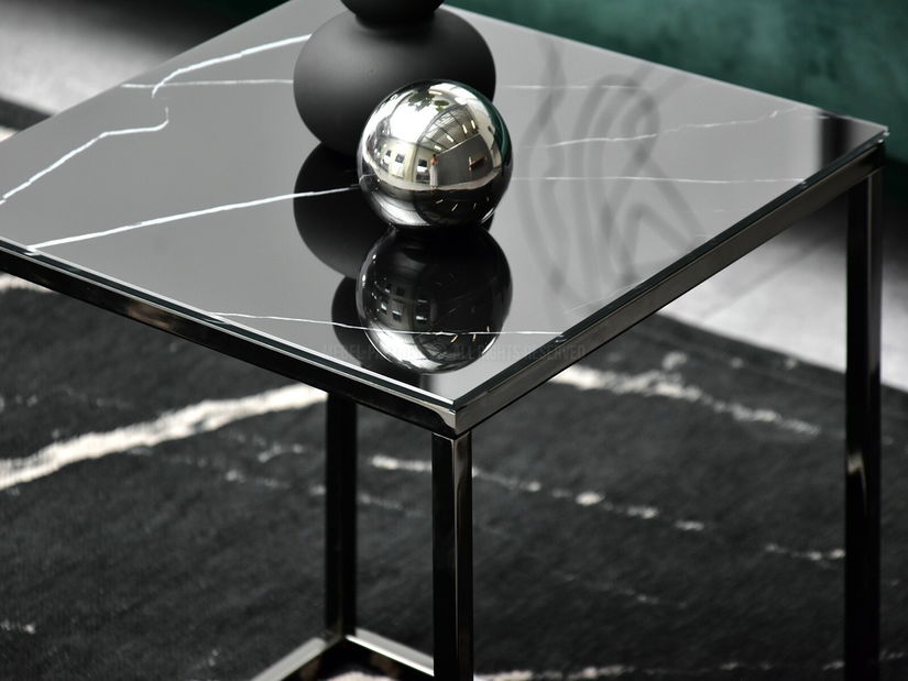 Konferenční stolek Bella S (černý mramor + černá)