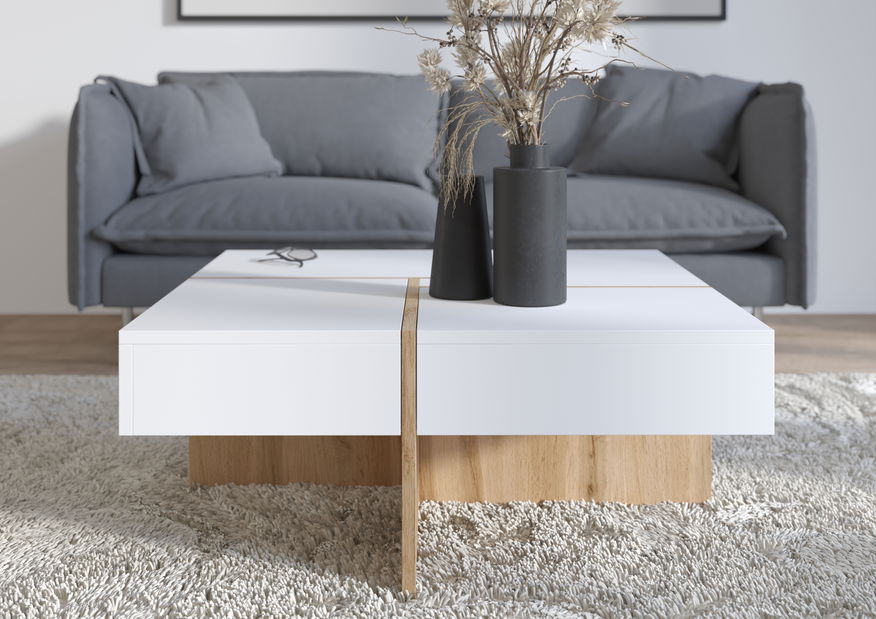 Konferenční stolek Dwayne (dub artisan + bílá)
