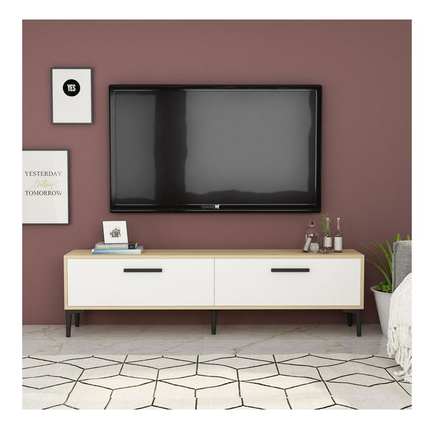 TV stolek/skříňka Vupaki (dub safírový + bílá)