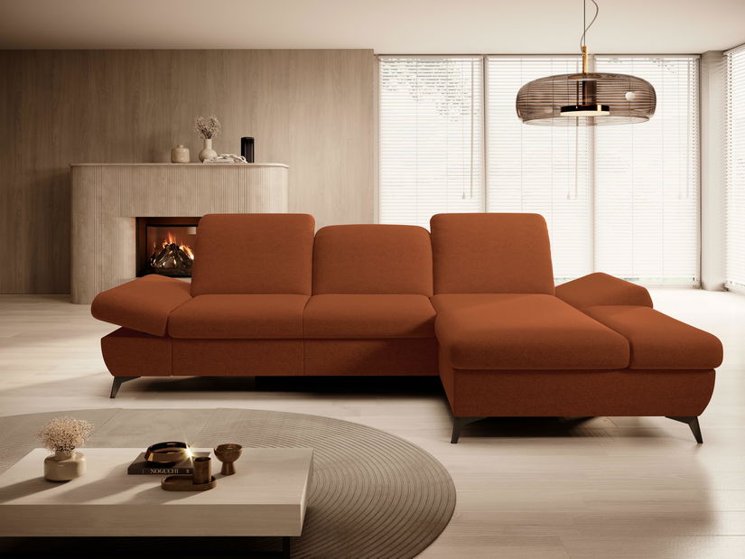 Rohová sedací souprava Harpie (oranžová tmavá) (P)