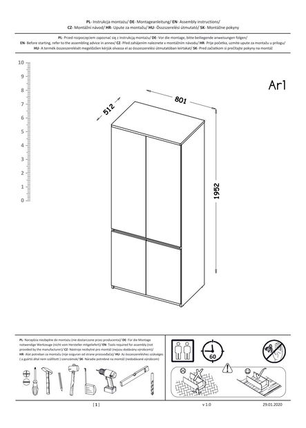 Šatní skříň typ AR1 Alishia (bílá + dub wotan)