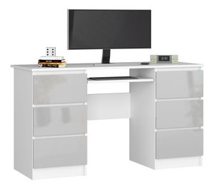 PC stolek Behati (bílá + metalický lesk)