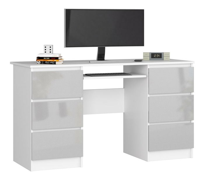 PC stolek Behati (bílá + metalický lesk)