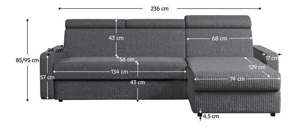 Rohová sedací souprava Moira (šedá) (P)