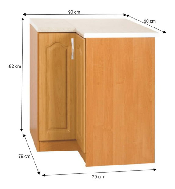 Dolní kuchyňská skříňka, rohová Lonicera MDF klasik S90/90