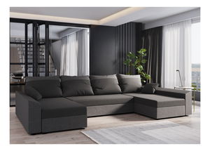 Rohová sedací souprava U Paragon U (tmavě šedá + hnědá)