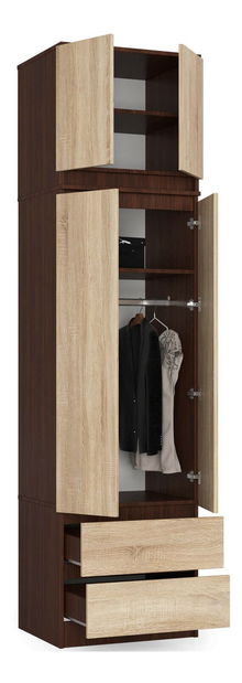 Šatní skříň Sahil (wenge + dub sonoma)