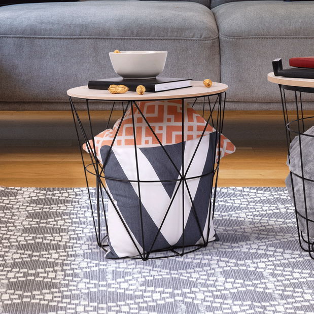 Příruční stolek Nanko typ 3 (přírodní + černá)