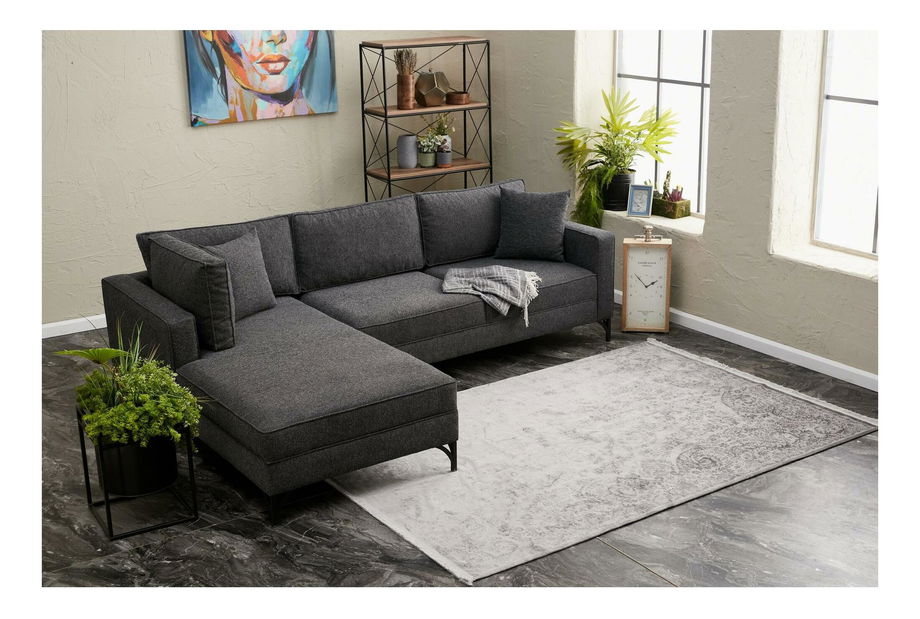 Rohová sedací souprava Brenen (L) (antracit + černá)