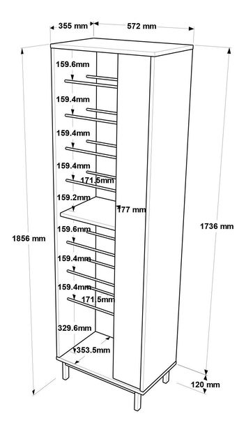  Skříňka na boty Abbygail 2 (dub + antracit)