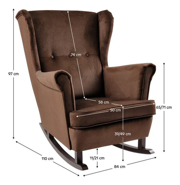 Houpací křeslo ušák Trasmitirle (hnědá + ořech)