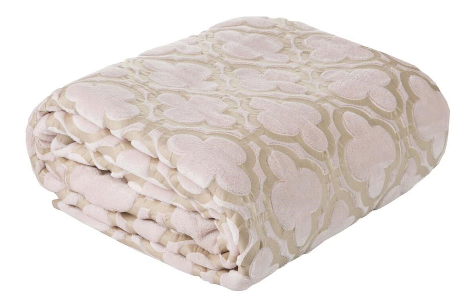 Přehoz na postel 220x200 cm CELEBRE (světle růžová + béžová)