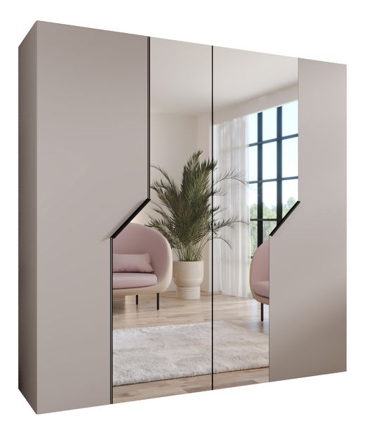 Šatní skříň Alaris 2 200 (kašmír + černá) (se zrcadlem)