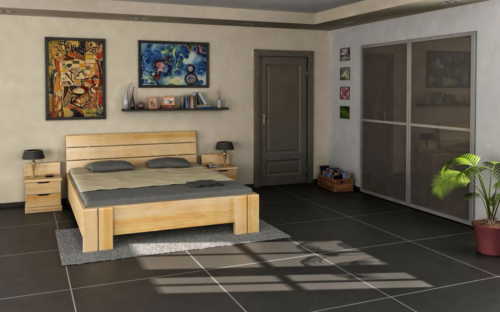 Manželská postel 160 cm Naturlig Tosen High (borovice)