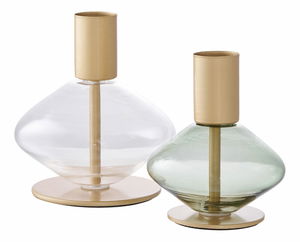 Svícen 2 ks Csaloria 21 (zlatá + zelená + čirá)