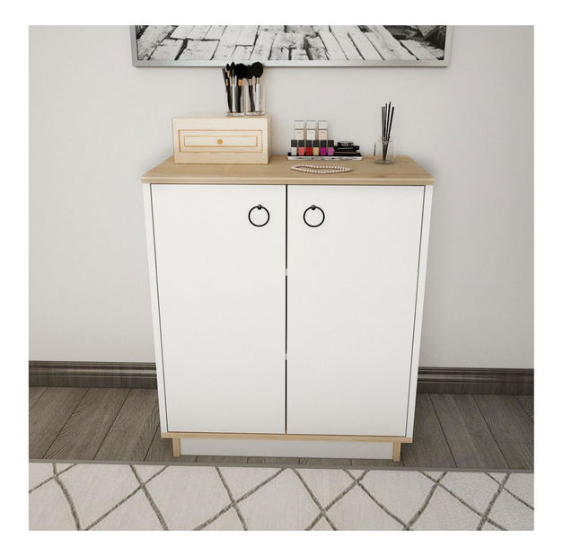 Skříňka Nuanseta (bílá + dub)