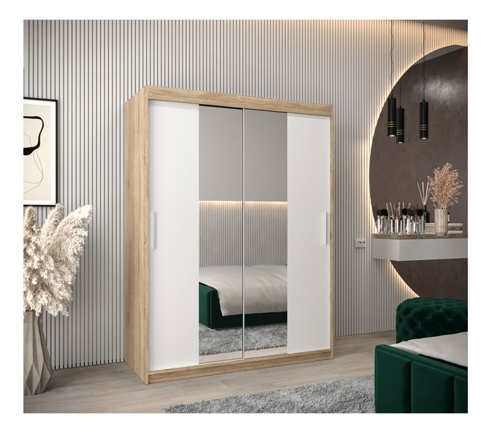 Šatní skříň 150 cm Toki 1 (Dub sonoma + Bílá matná)