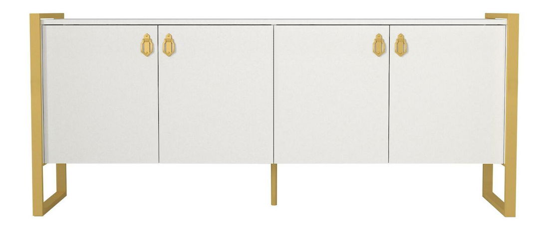 Konzolový stolek Nubulo 1 (bílá + zlatá)