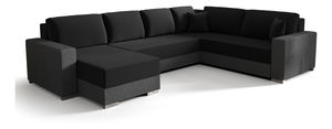 Rohová sedačka ve tvaru U- Pearle 3 (černá + šedá) (P)