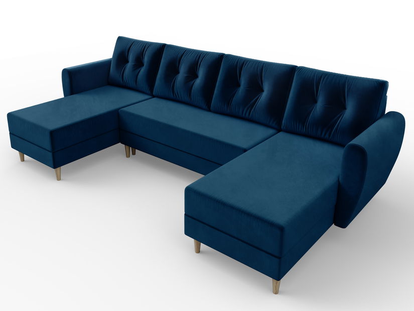 Rohová sedačka ve tvaru U Palermo (modrá) (L)