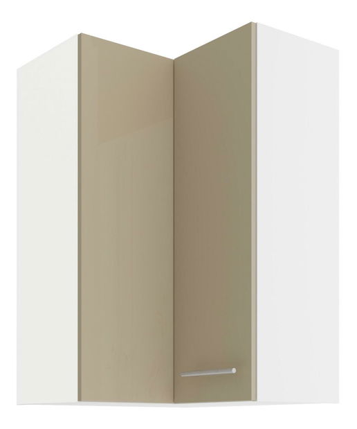 Horní rohová kuchyňská skříňka Lavera 60x60 GN-90 2F (90°) (korpus: bílá + fronta: lesk cappucino)