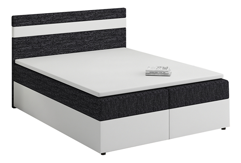 Kontinentální postel 180x200 cm Mimosa Comfort (melírovaná černá + bílá) (s roštem a matrací)