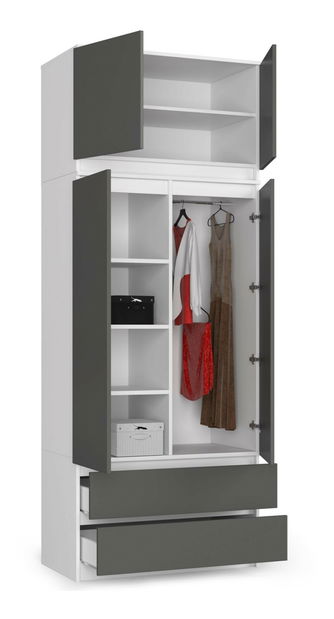 Nástavba na skříň Sashka (bílá + grafit šedý)