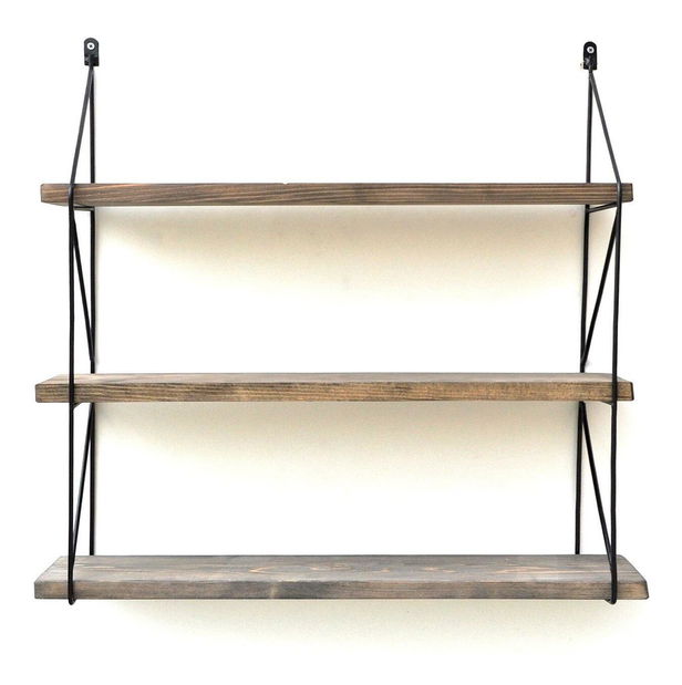 Dekorativní nástěnná police Duvelo 17 (ořech + černá)