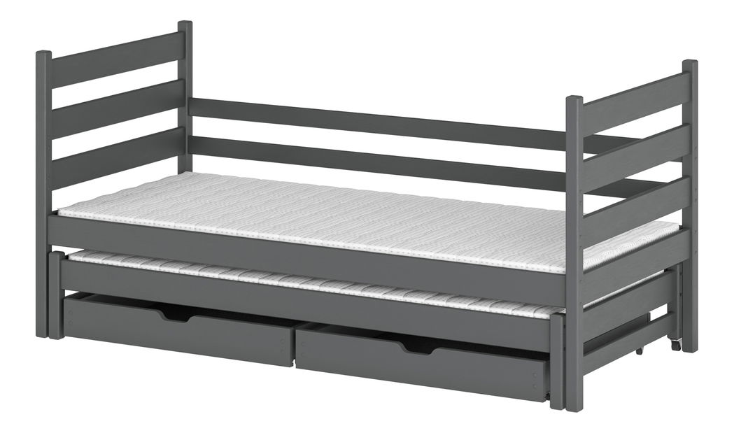 Dětská postel 90 cm MONTY (s roštem a úl. prostorem) (grafit)