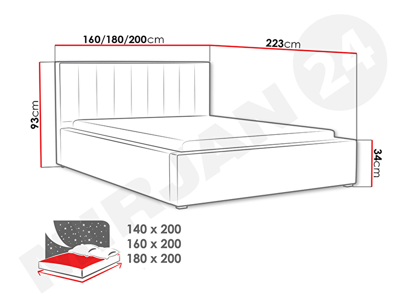 Manželská postel 140 cm Sonden (s roštem) *výprodej